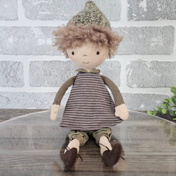 Jellycat London I Am Chestnut Doll Plush Toy Striped Jumper Hat Brown Shoes 12" - Picture 1 of 10
